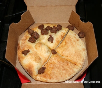 Early 2000s meme of a none pizza, with left beef.